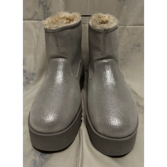 time and tru women's genuine suede platform cozy boots size 9 NWT Silver Sparkle - Picture 3 of 7